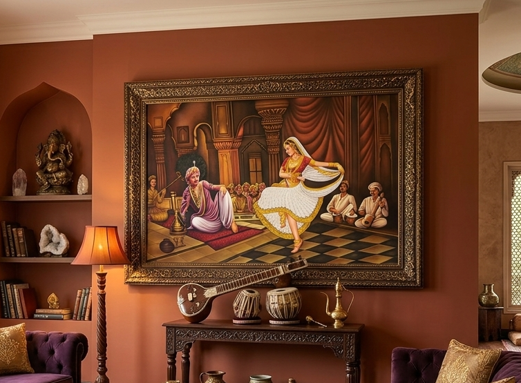 Peshwa Bajirao Court Dance – Maratha Royal Durbar Oil Painting