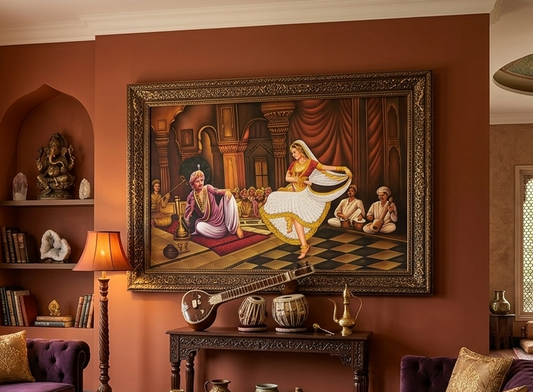Peshwa Bajirao Court Dance – Maratha Royal Durbar Oil Painting