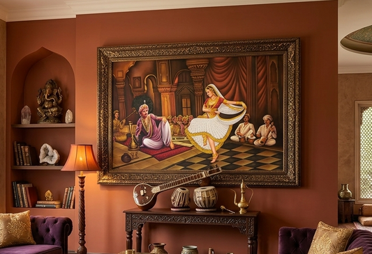 Peshwa Bajirao Court Dance – Maratha Royal Durbar Oil Painting