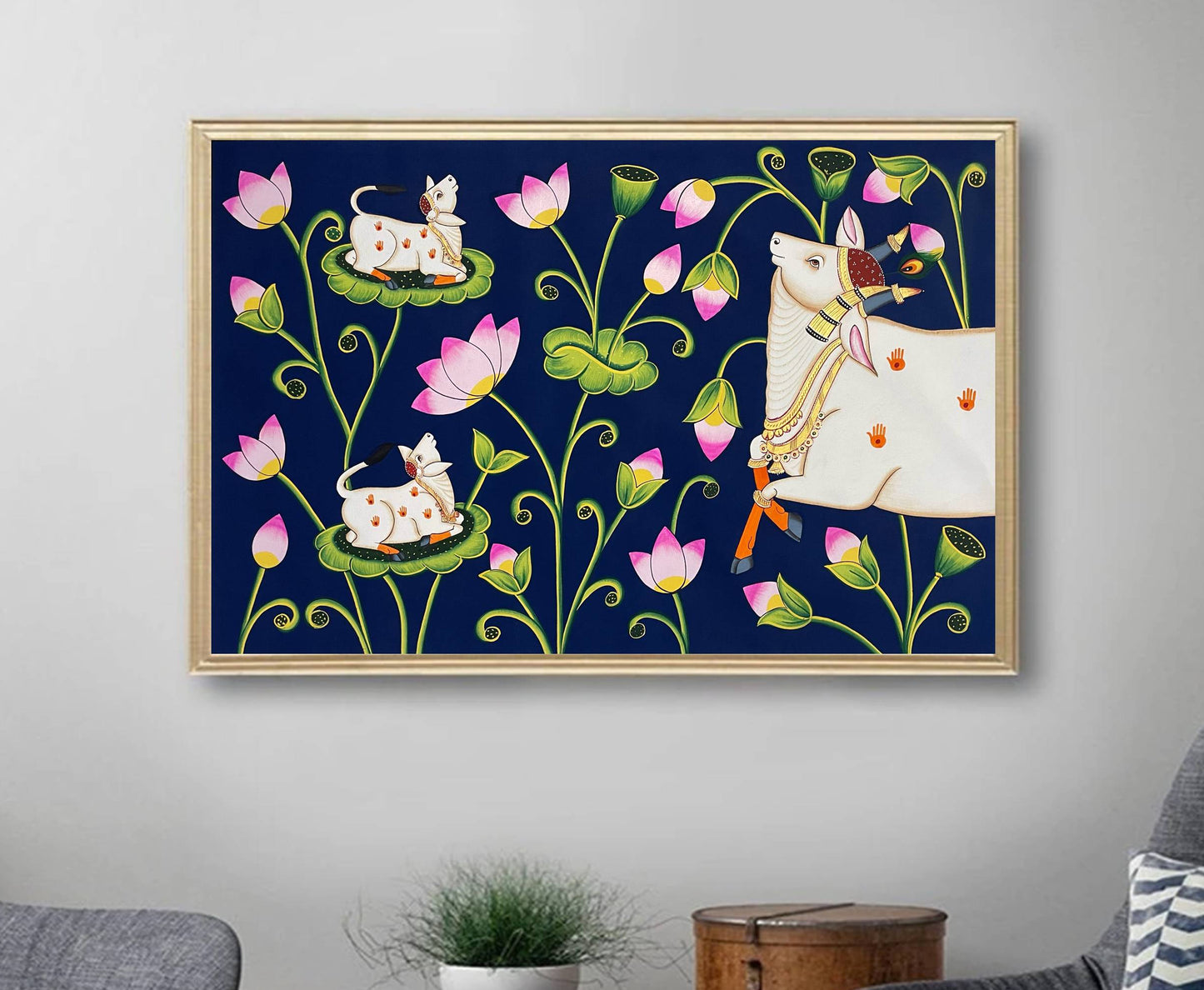 Cow Pichwai Painting – Traditional Nathdwara Style Wall Décor