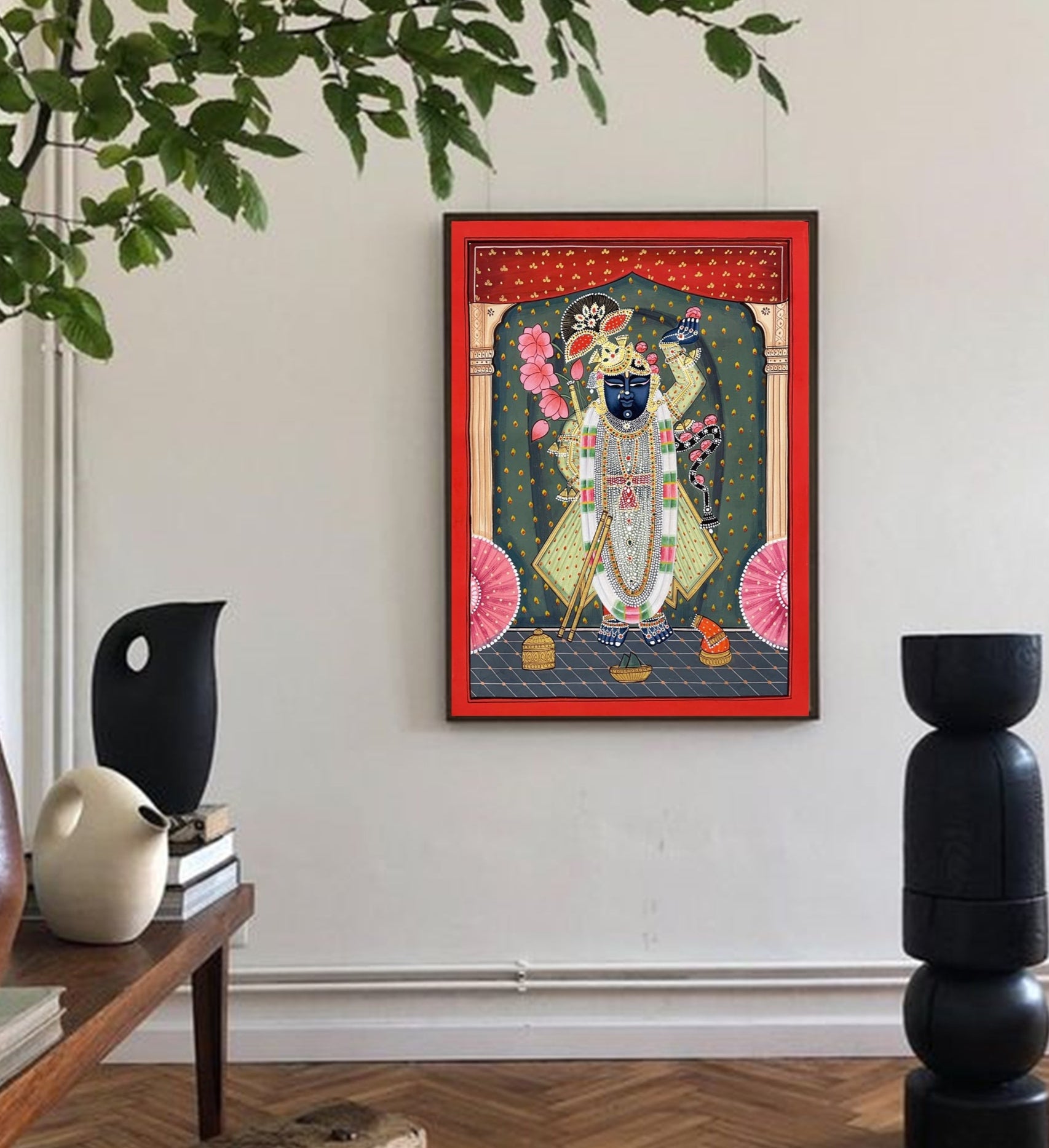 Shreenathji Pichwai Art Painting For Home Decor, Traditional Handmade Wall Painting Of Beautiful Shri Nath Ji - Jaipur Earth