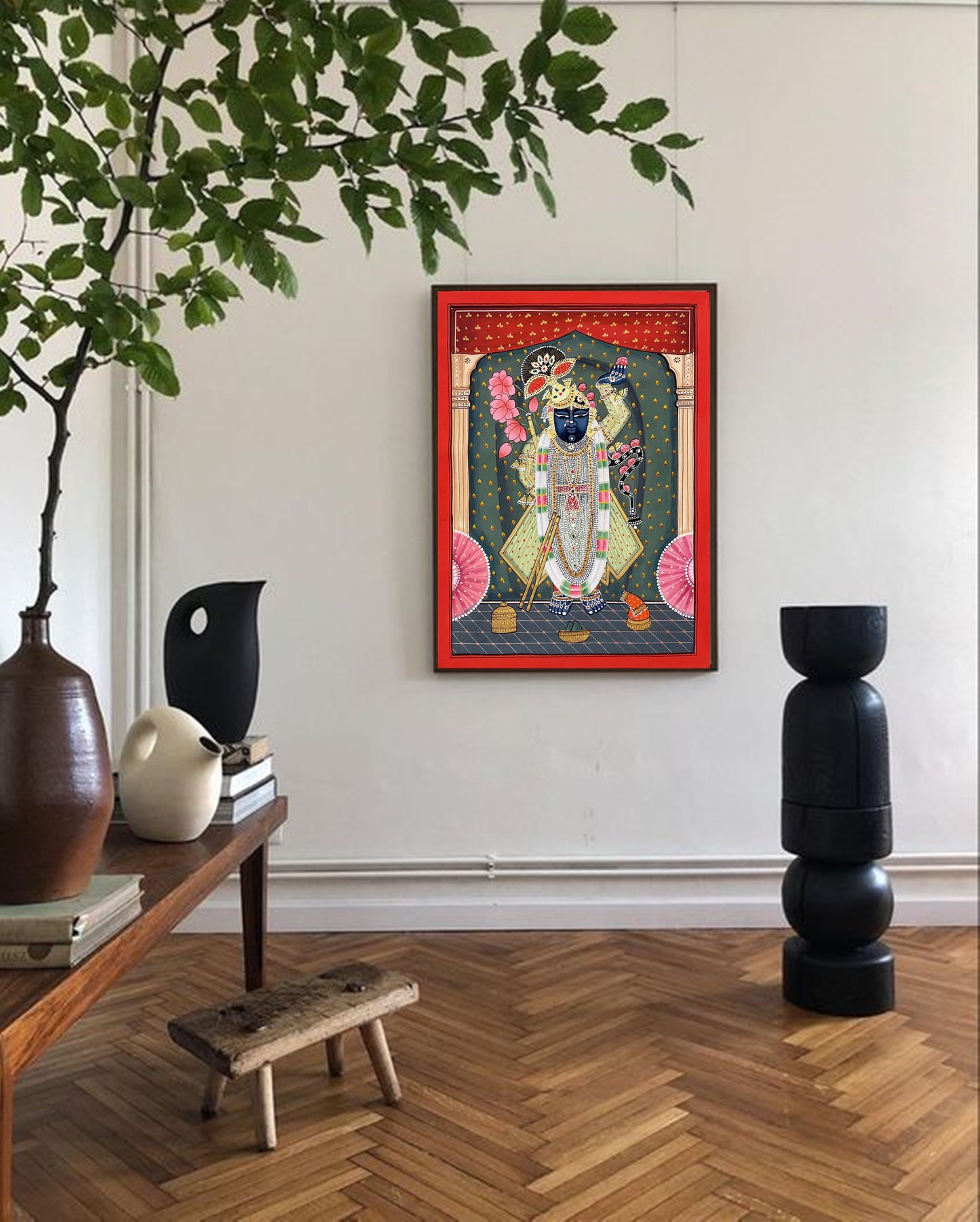 Shreenathji Pichwai Art Painting For Home Decor, Traditional Handmade Wall Painting Of Beautiful Shri Nath Ji - Jaipur Earth