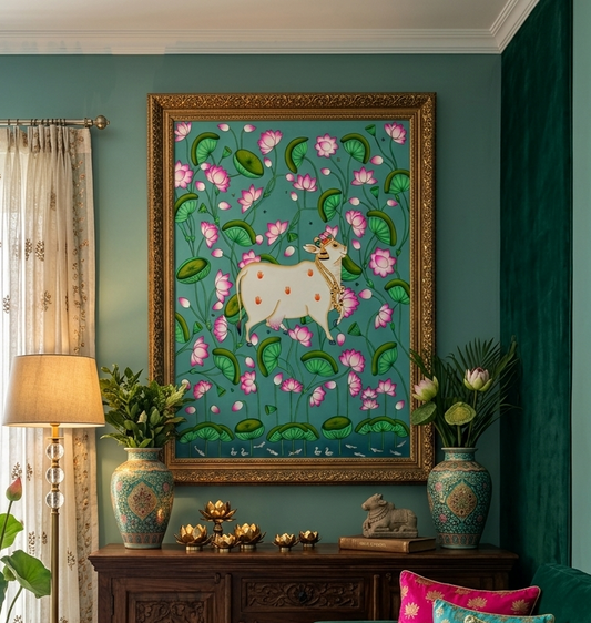 Cow Pichwai Painting | Large Traditional Indian Wall Art