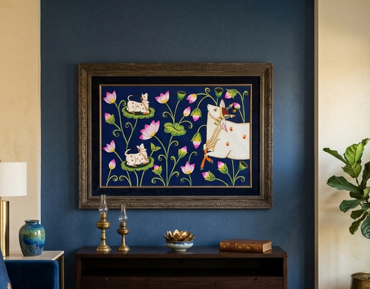 Cow Pichwai Painting – Traditional Nathdwara Style Wall Décor