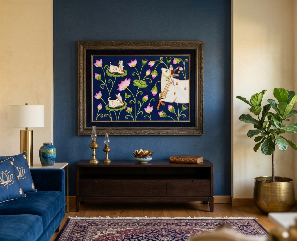 Cow Pichwai Painting – Traditional Nathdwara Style Wall Décor