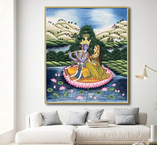 Radha Krishna Detailed Pichwai Handmade Painting - Jaipur Earth