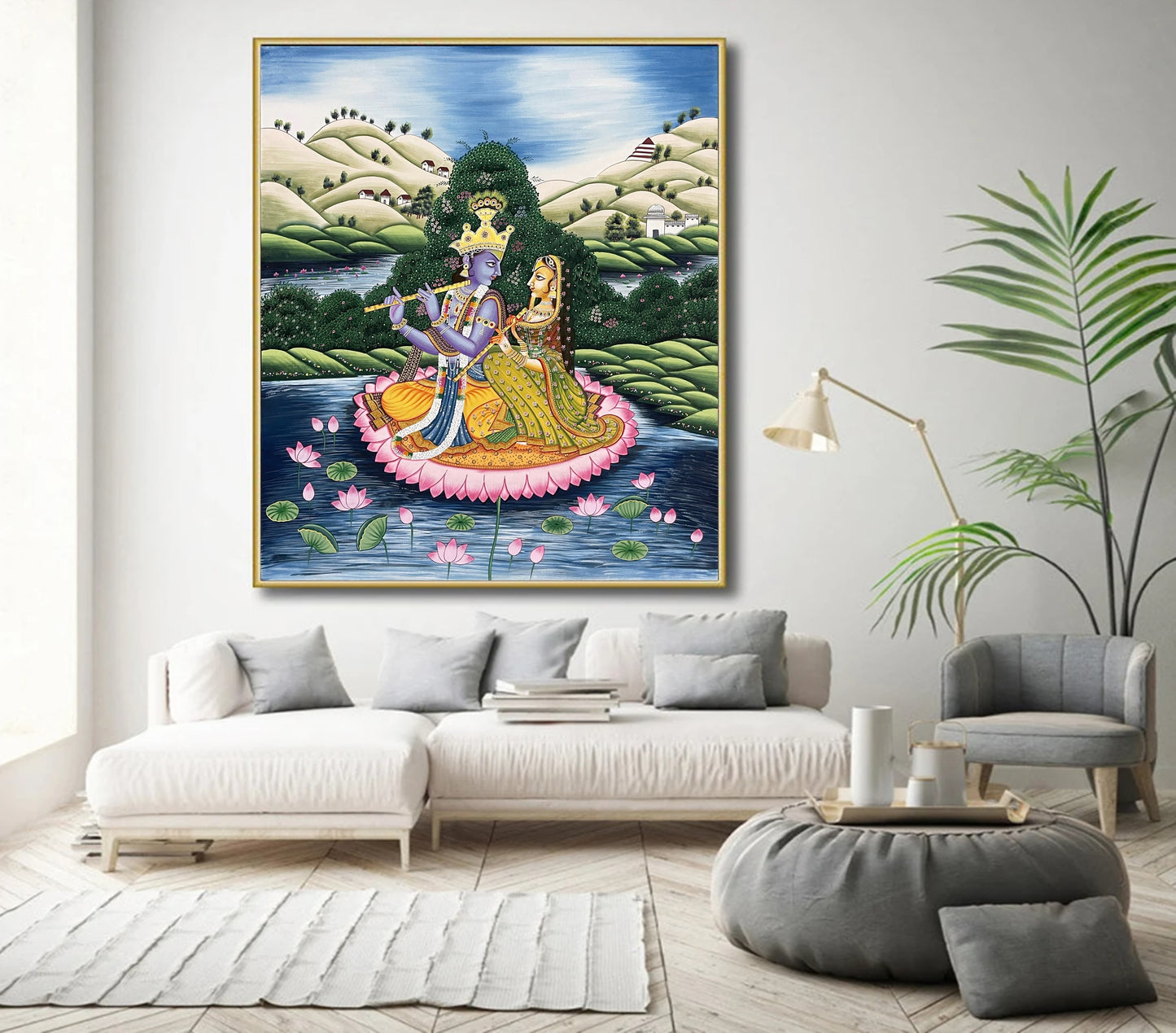 Radha Krishna Detailed Pichwai Handmade Painting - Jaipur Earth