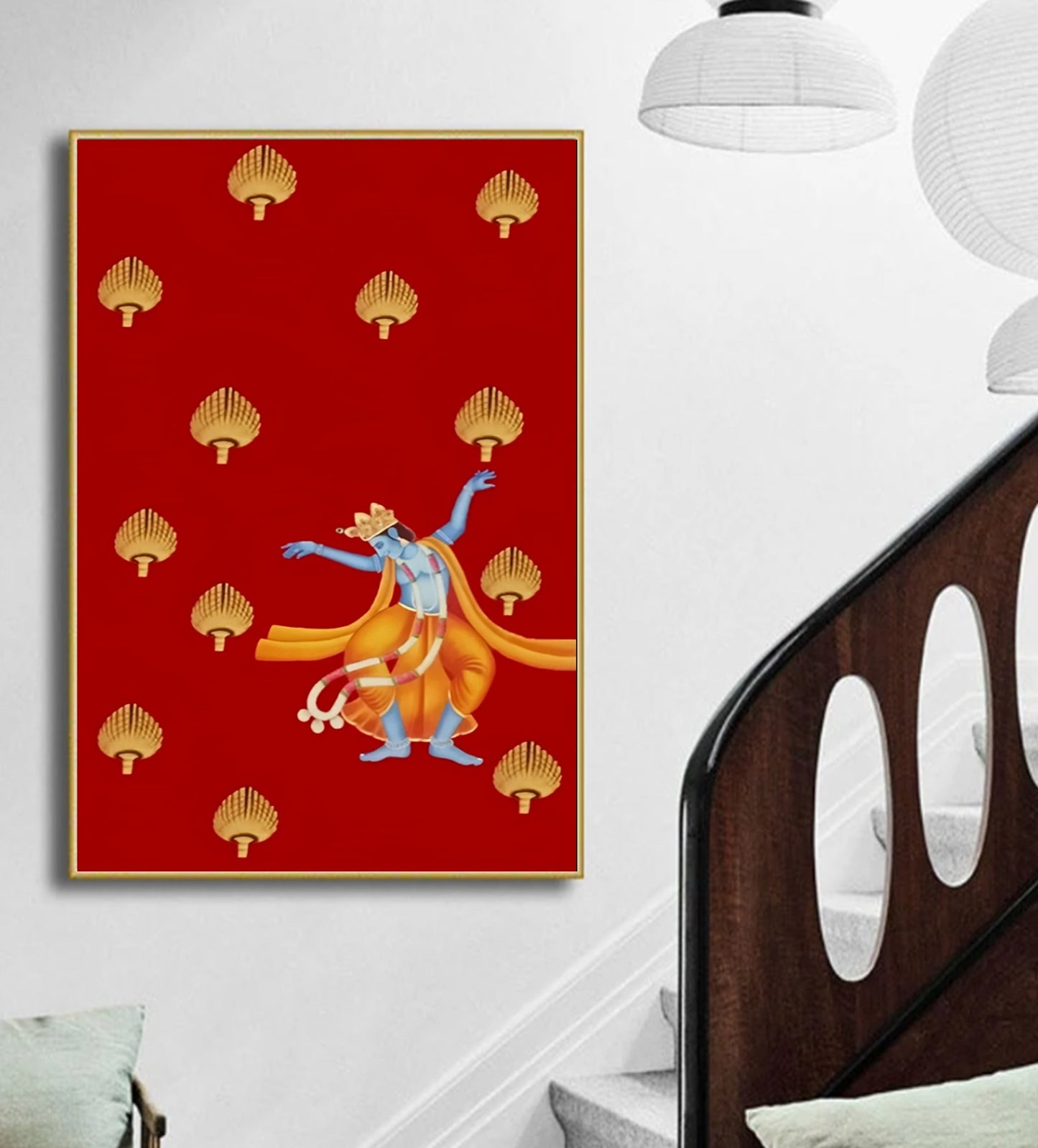 Dancing Krishna Pichwai Painting – Handpainted Traditional Indian Art of Lord Krishna - Jaipur Earth