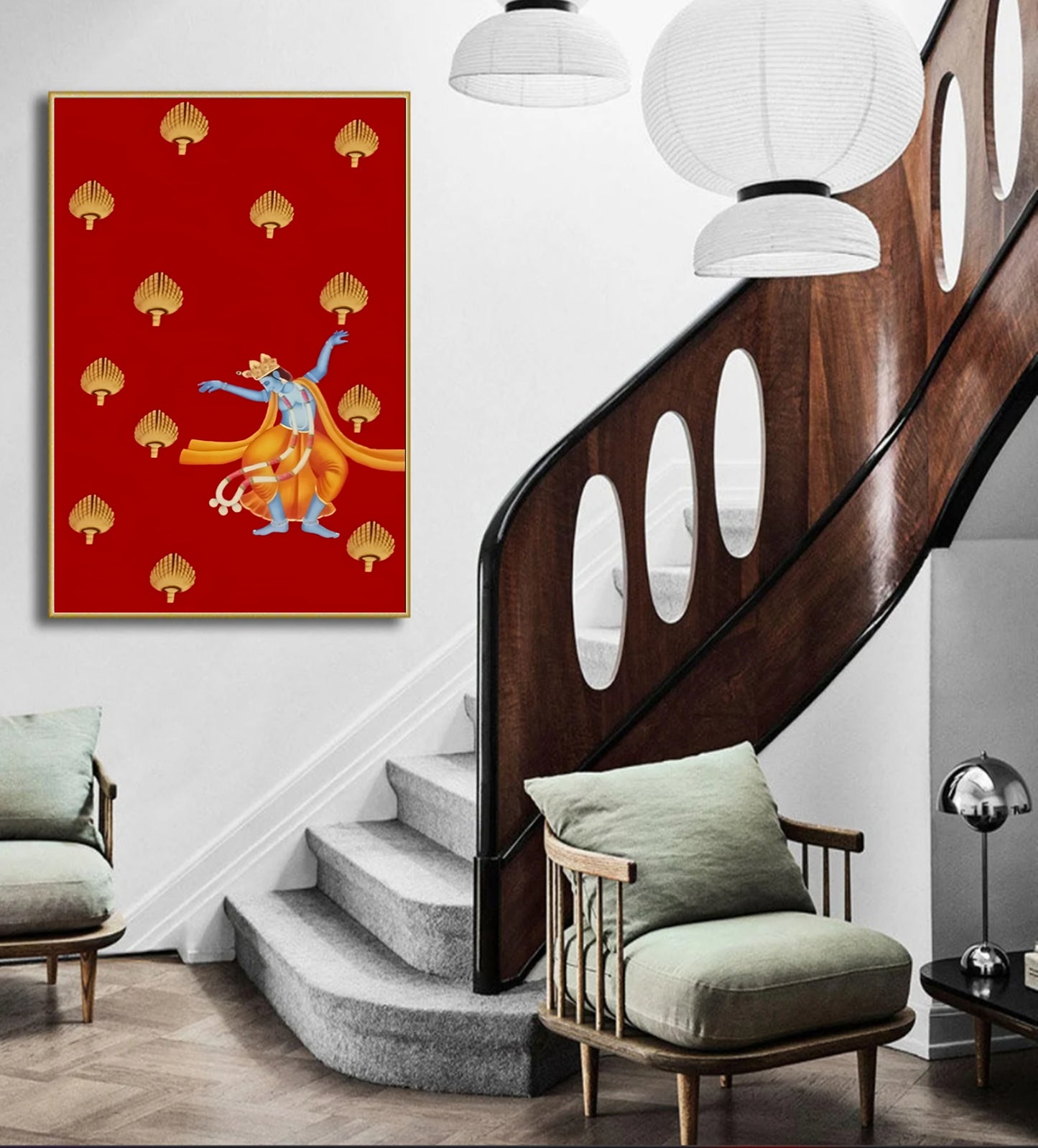 Dancing Krishna Pichwai Painting – Handpainted Traditional Indian Art of Lord Krishna - Jaipur Earth