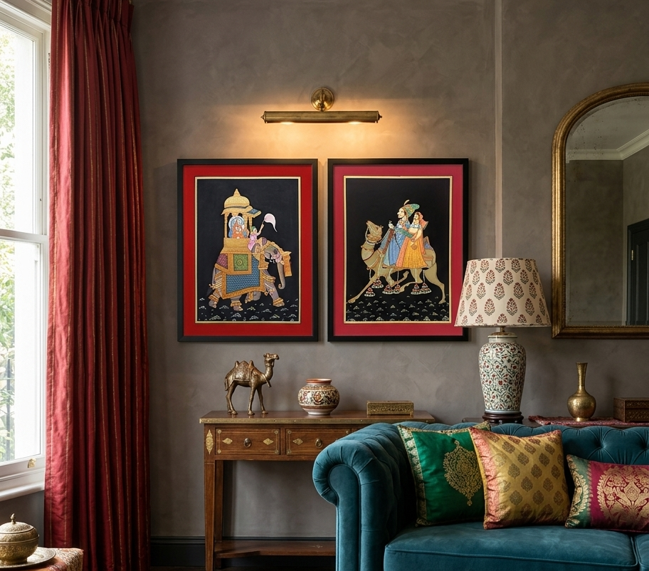 Hand Painted Indian Miniature Painting on Paper | Traditional Rajasthani Art