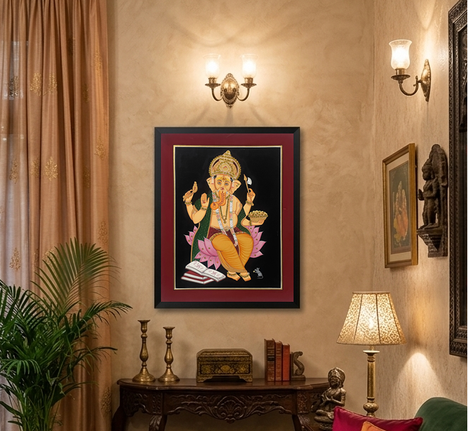 Lord Ganesha Handmade Traditional Indian Miniature Painting