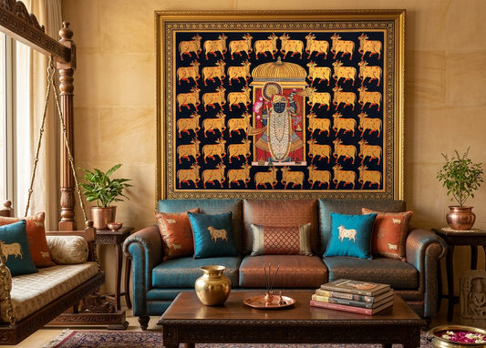Shrinathji Pichwai Painting, Large Pichwai, Handmade Pichwai Art