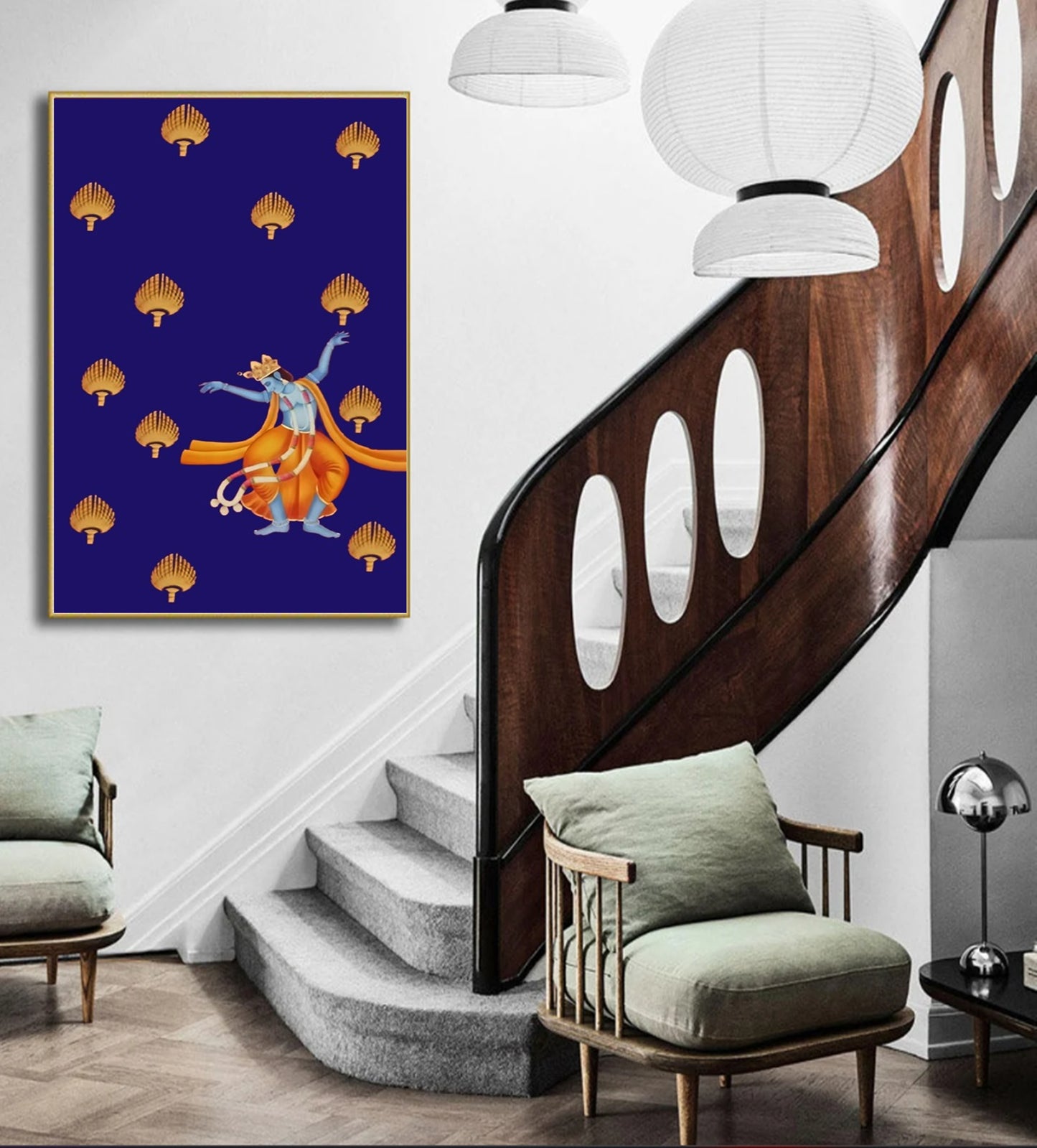Dancing Krishna Pichwai Painting – Handpainted Traditional Indian Art of Lord Krishna - Jaipur Earth