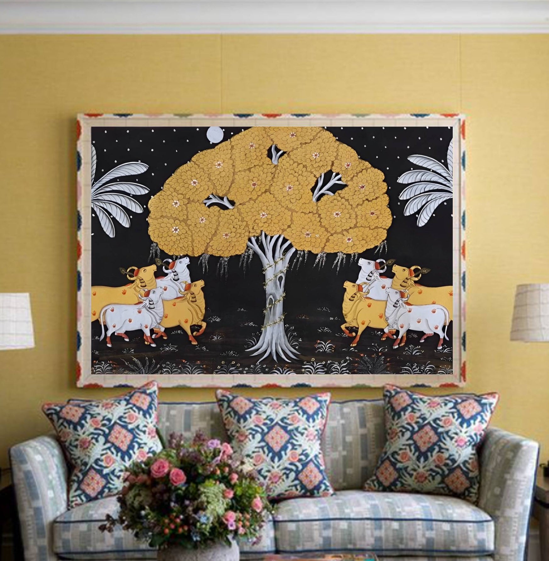 Sacred cows - Handmade Pichwai Painting - Jaipur Earth