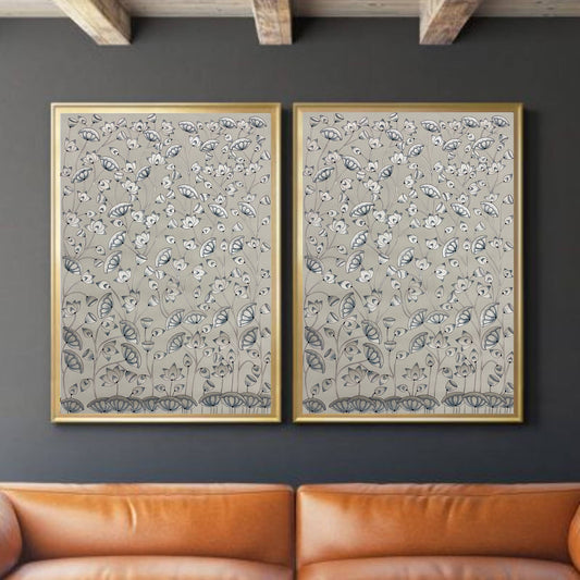 Pichwai Paintings Set of 2, Silver Lotus Pond Indian Pichwai, Home decor Art, Indian painting, wall decor