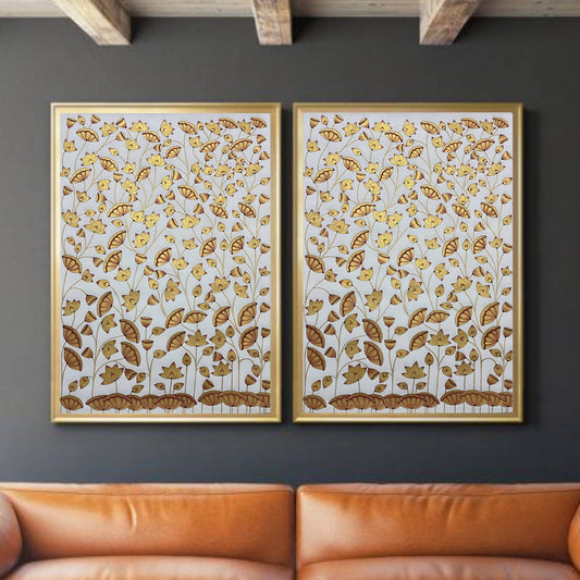 Pichwai Paintings Set of 2, Golden Lotus Pond Indian Pichwai, Home decor Art, Indian painting, wall decor