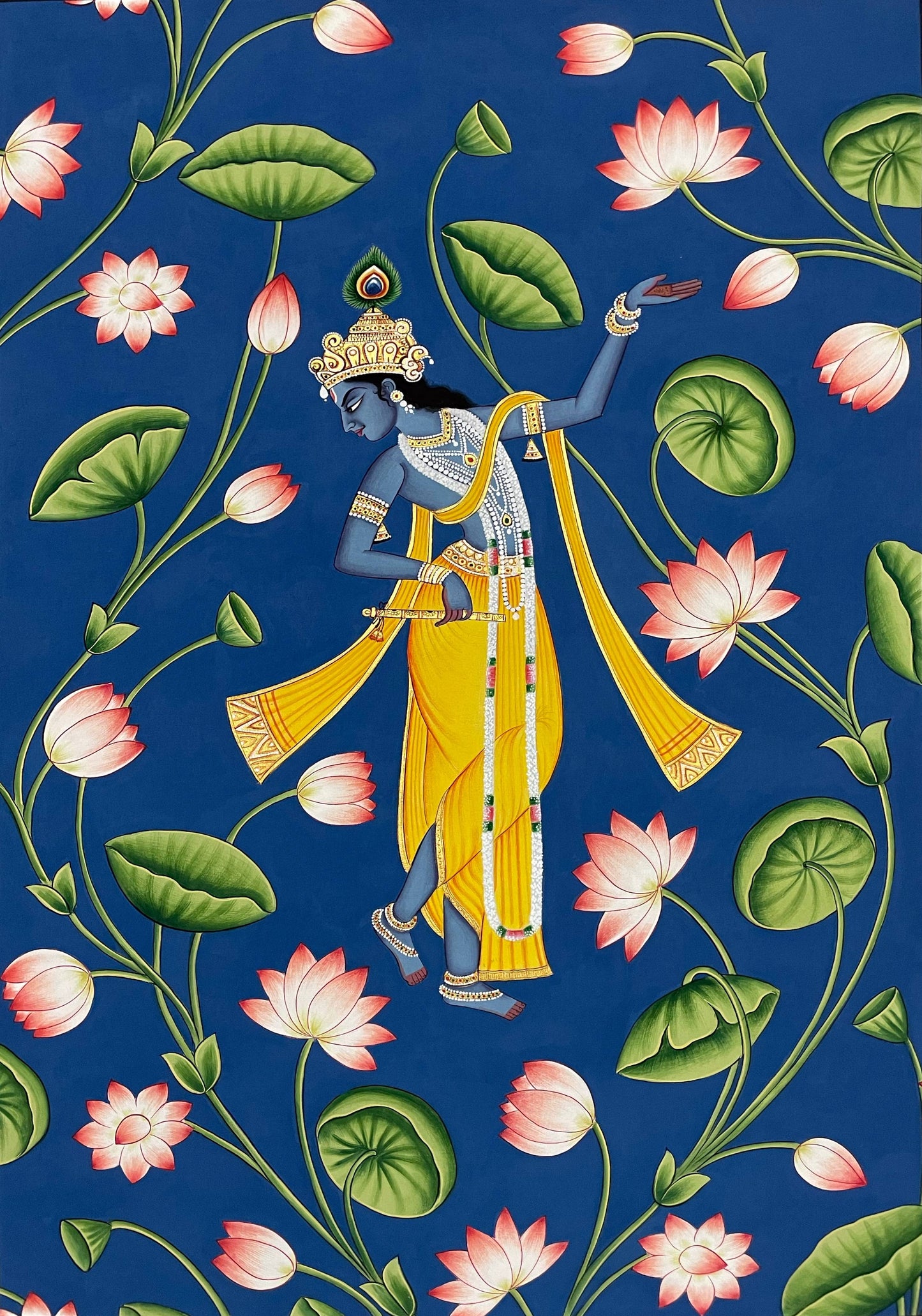 Krishna Detailed Pichwai Painting, wall decor, Home decor