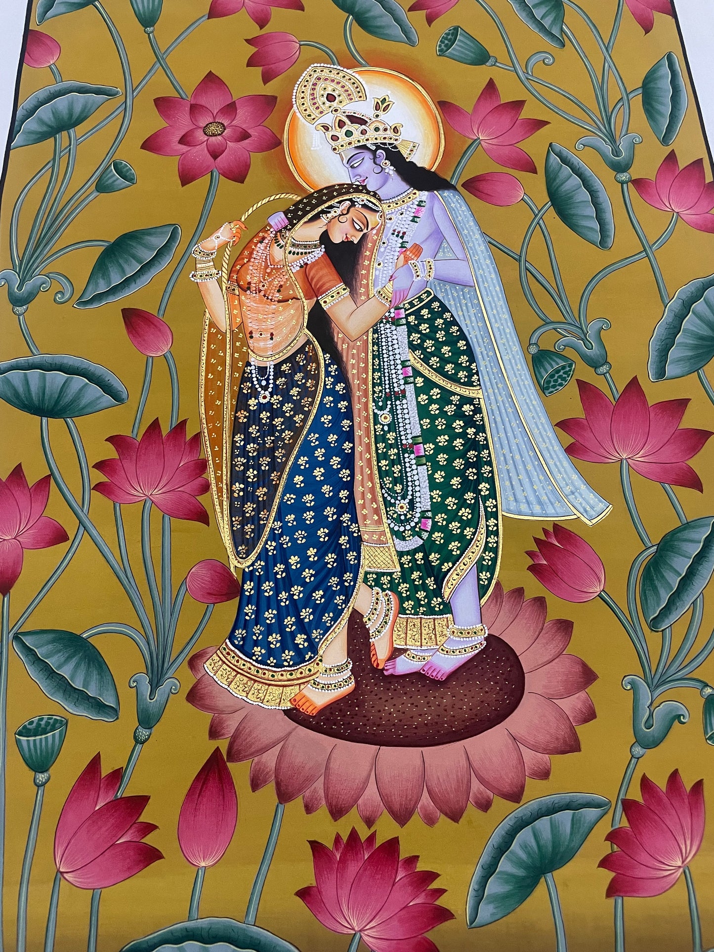 Divine Radha Krishna Painting | Handmade Pichwai Artwork