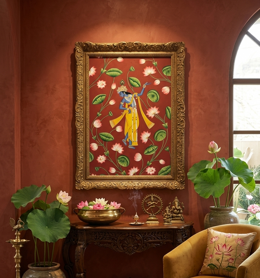 Krishna Detailed Pichwai Painting | Handmade Indian Wall Decor for Home