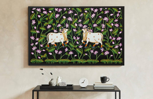 Cow Pichwai Painting – Traditional Nathdwara Style Wall Décor - Jaipur Earth