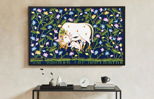 Cow Pichwai Painting – Traditional Nathdwara Style Wall Décor - Jaipur Earth