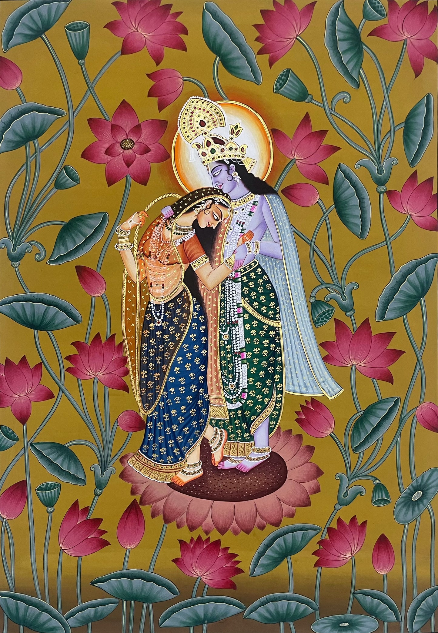 Divine Radha Krishna Painting | Handmade Pichwai Artwork