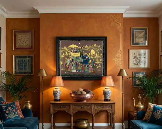Royal Procession Detailed Hand Painted Artwork, Rajasthani Painting