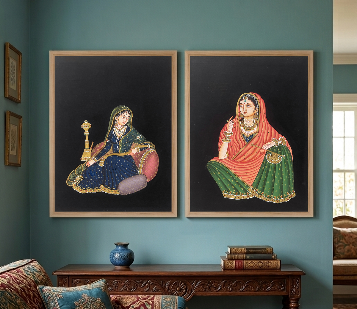 Women Miniature Painting on Paper – Traditional Indian Portrait Art