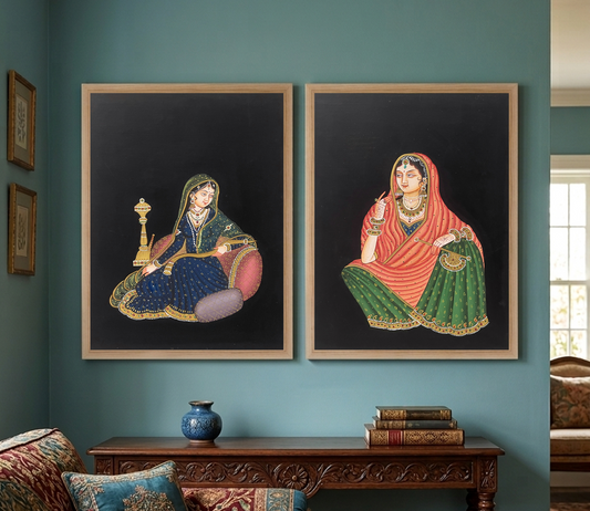 Women Miniature Painting on Paper – Traditional Indian Portrait Art