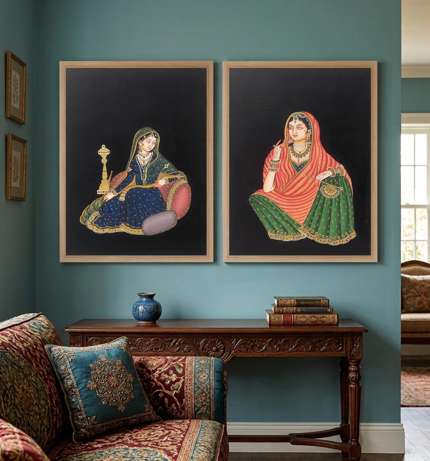 Women Miniature Painting on Paper – Traditional Indian Portrait Art