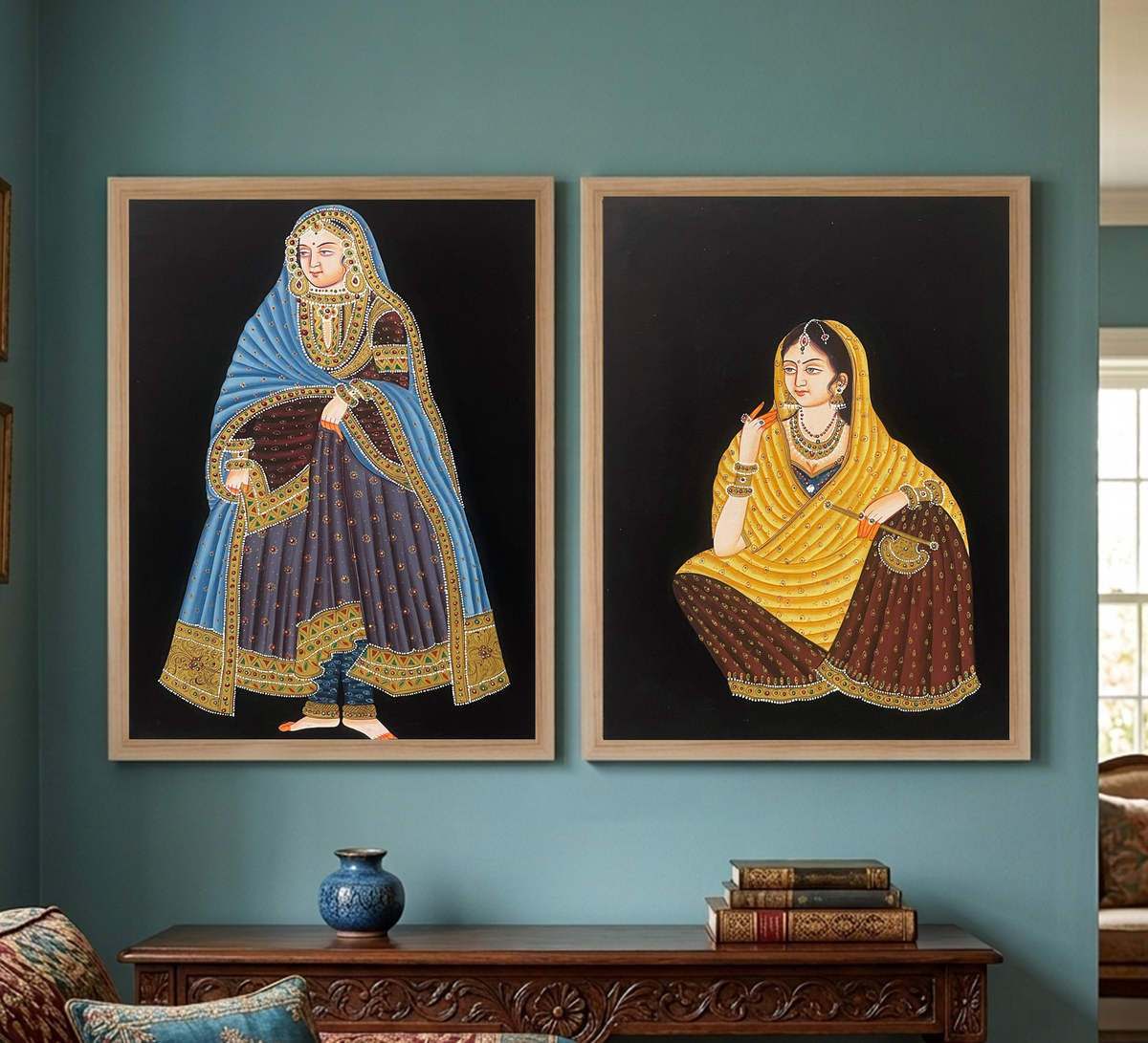 Women Miniature Painting on Paper – Traditional Indian Portrait Art