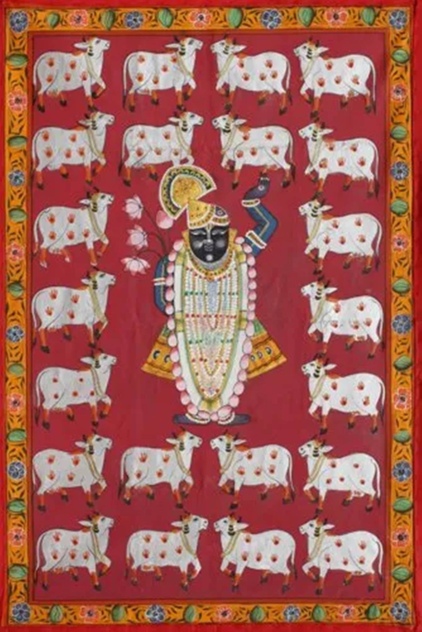 Pichwai Painting of Shreenathji, Art For Home Decor, Beautiful Shreenathji on cloth, Home Decor, Wall art - Jaipur Earth
