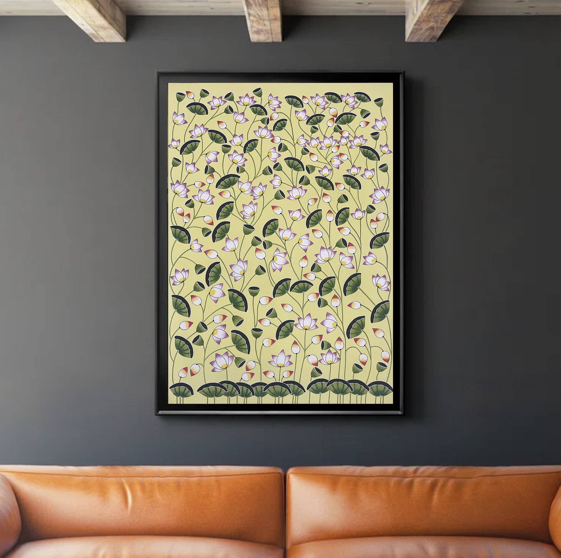 Pichwai Painting, Lotus Pond Indian Pichwai, Home decor Art, Indian painting - Jaipur Earth