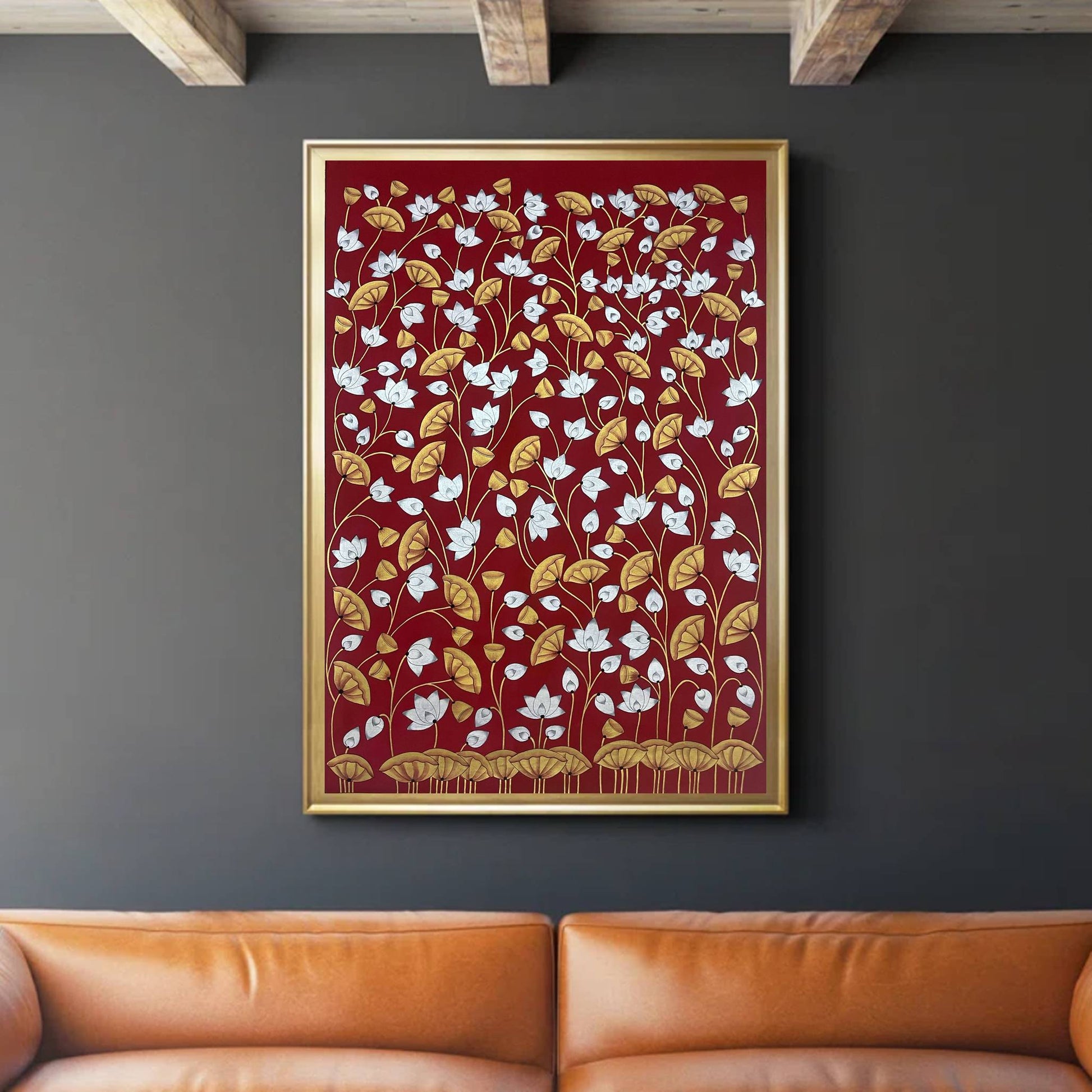 Pichwai Painting, Lotus Pond Indian Pichwai, Home decor Art, Indian painting - Jaipur Earth
