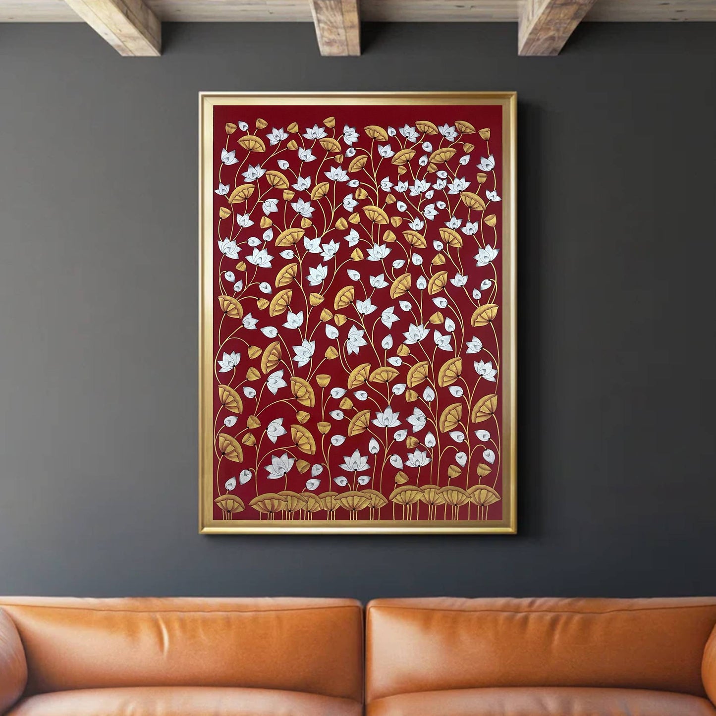 Pichwai Painting, Lotus Pond Indian Pichwai, Home decor Art, Indian painting - Jaipur Earth
