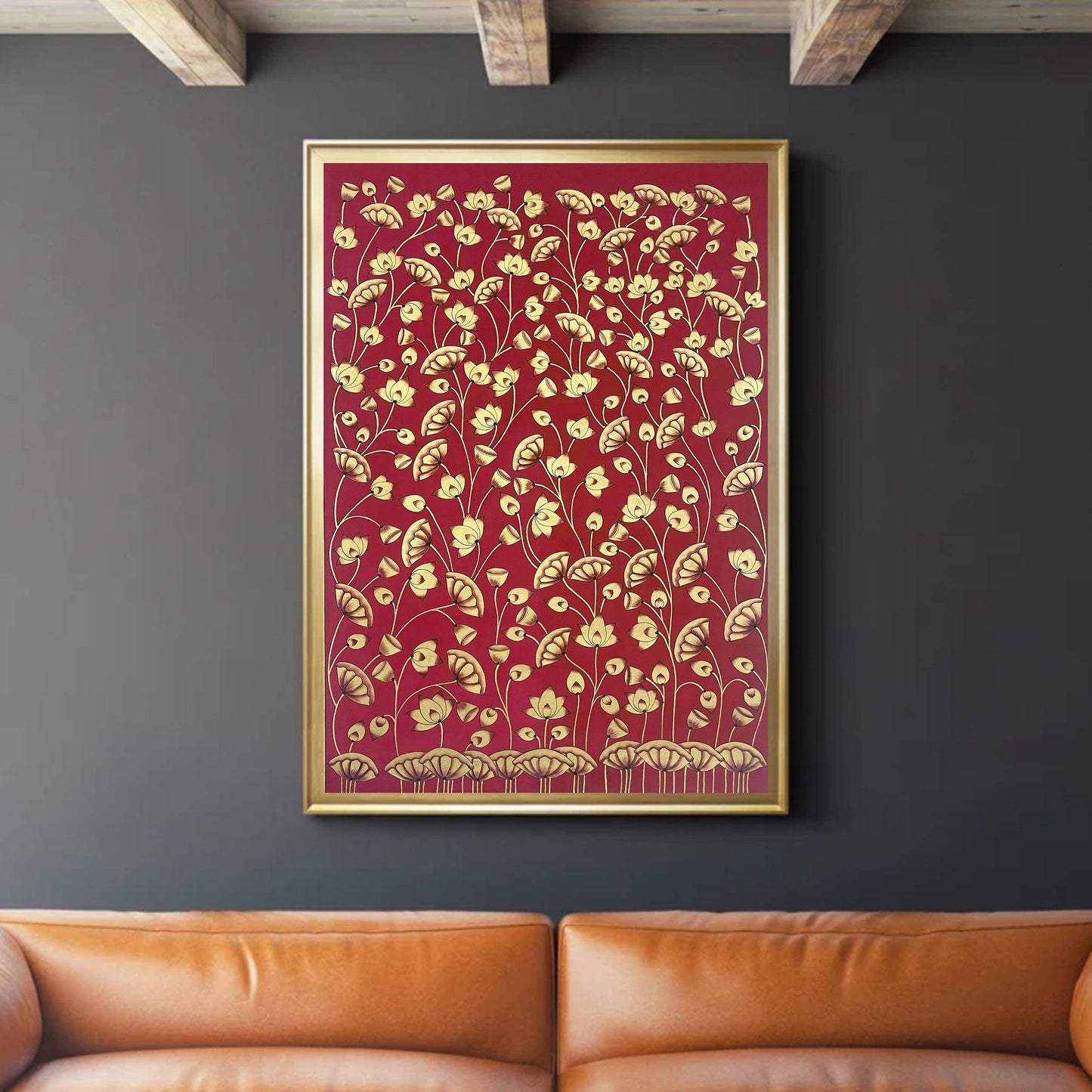 Pichwai Painting, Lotus Pond Indian Pichwai, Home decor Art, Indian painting - Jaipur Earth