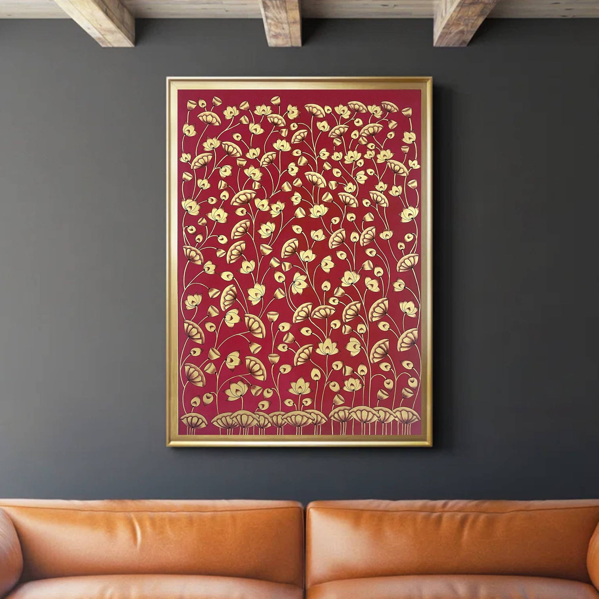 Pichwai Painting, Lotus Pond Indian Pichwai, Home decor Art, Indian painting - Jaipur Earth