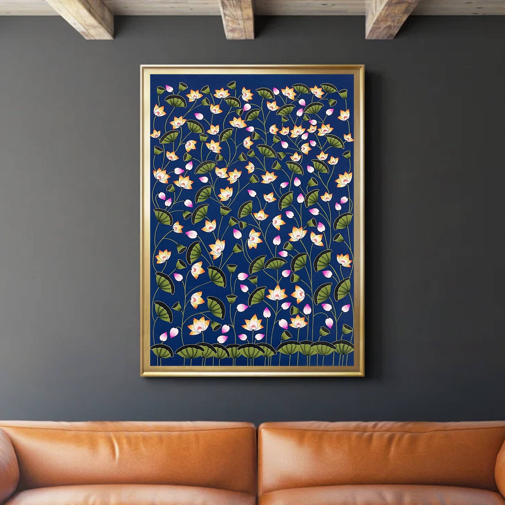 Pichwai Painting, Lotus Pond Indian Pichwai, Home decor Art, Indian painting - Jaipur Earth