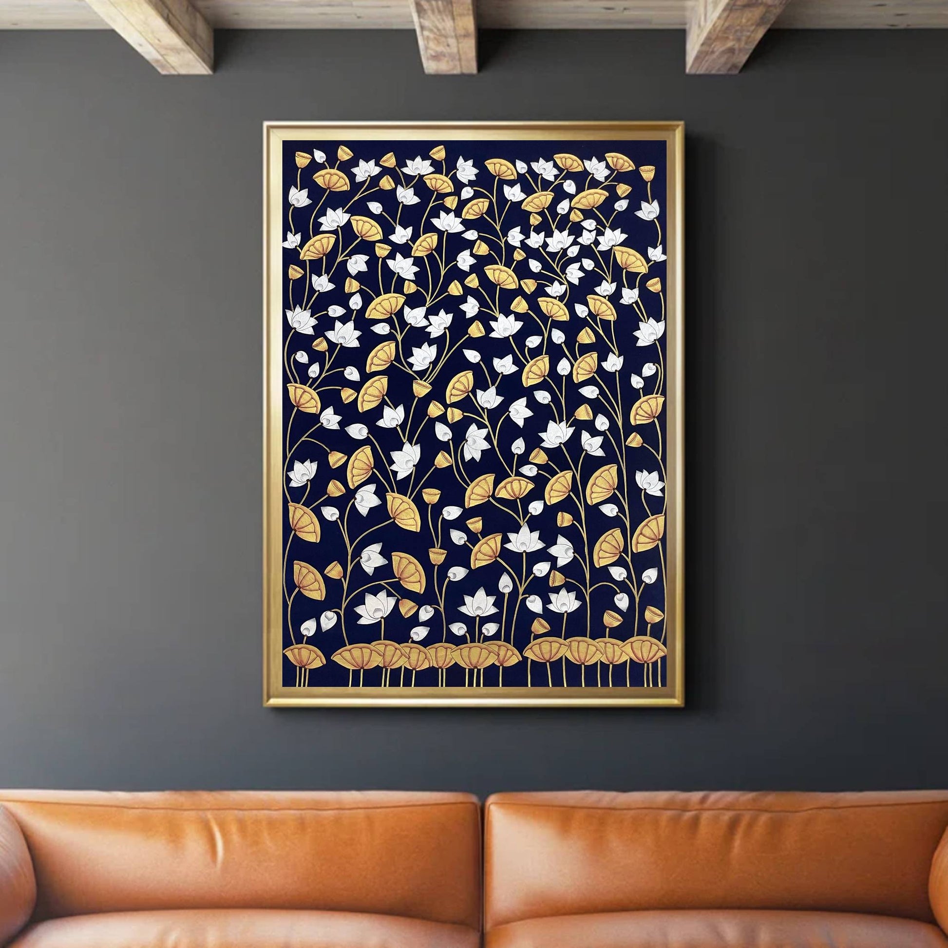 Pichwai Painting, Lotus Pond Indian Pichwai, Home decor Art, Indian painting - Jaipur Earth