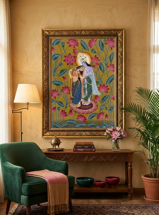 Divine Radha Krishna Painting | Handmade Pichwai Artwork