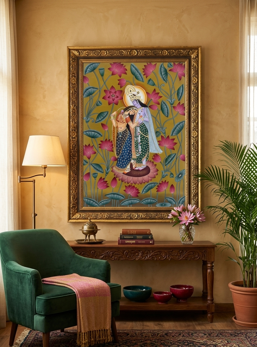 Divine Radha Krishna Painting | Handmade Pichwai Artwork