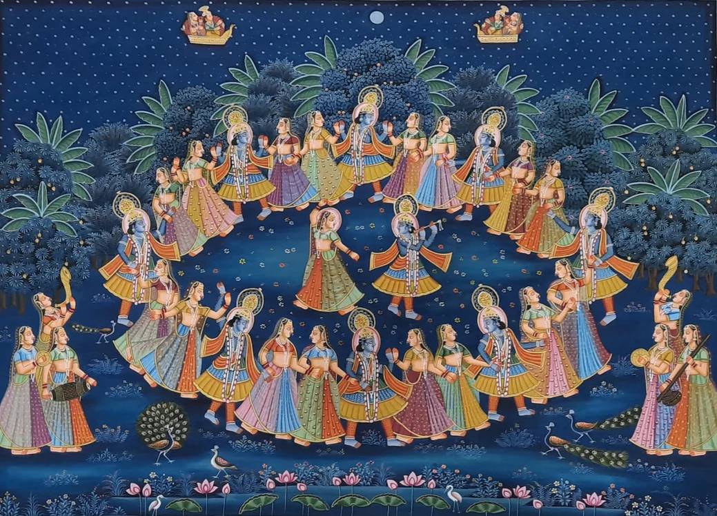 Radha Krishna Raasleela Pichwai Painting – Handmade Detailed Traditional Wall Art