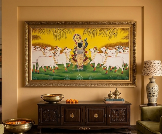 Shreenathji Pichwai Painting Handmade, Traditional Indian Wall Decor, Nathdwara Art