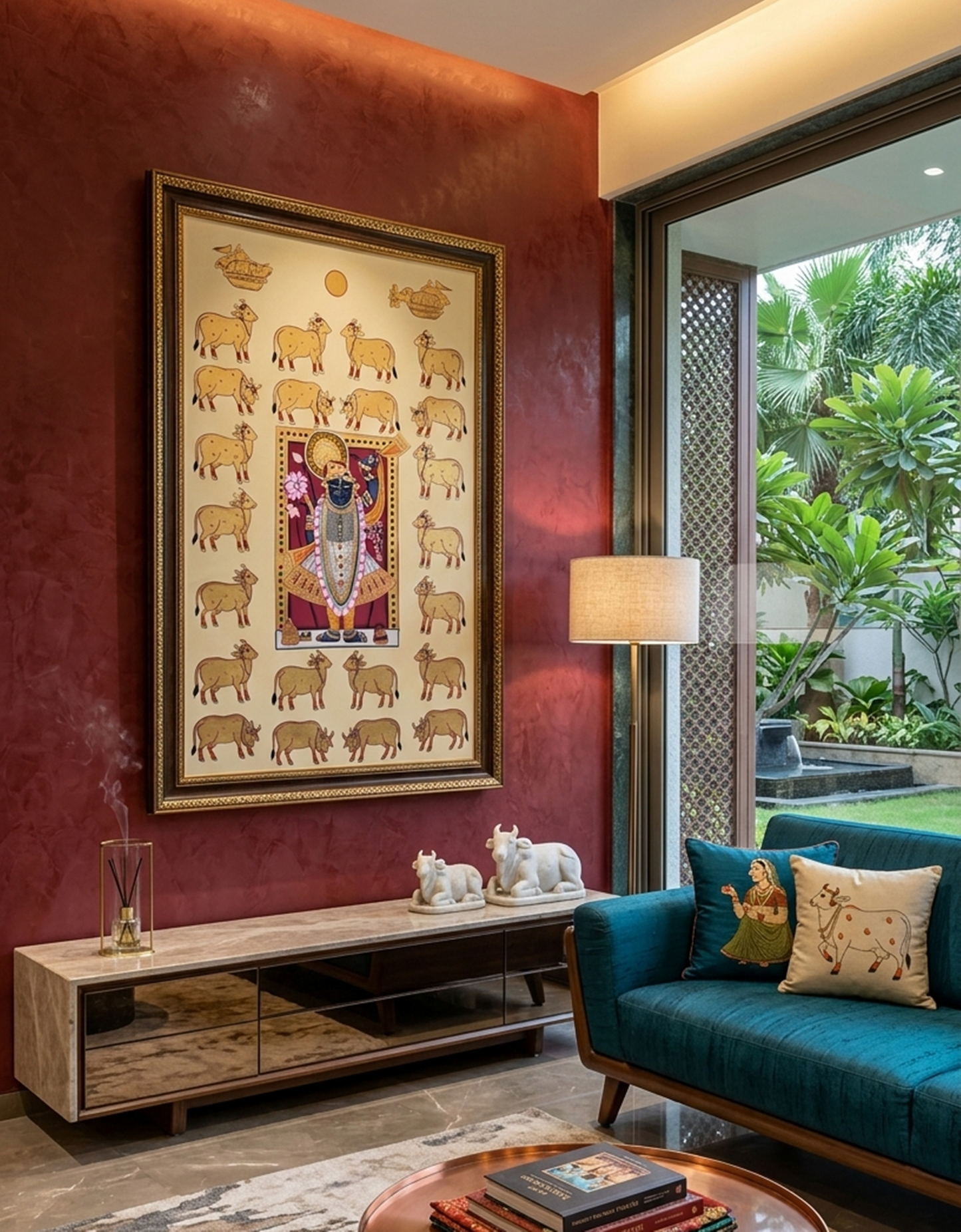 Gold Shreenathji Pichwai Painting – Luxury Handmade Lord Krishna Wall Art | Traditional Indian Religious Decor