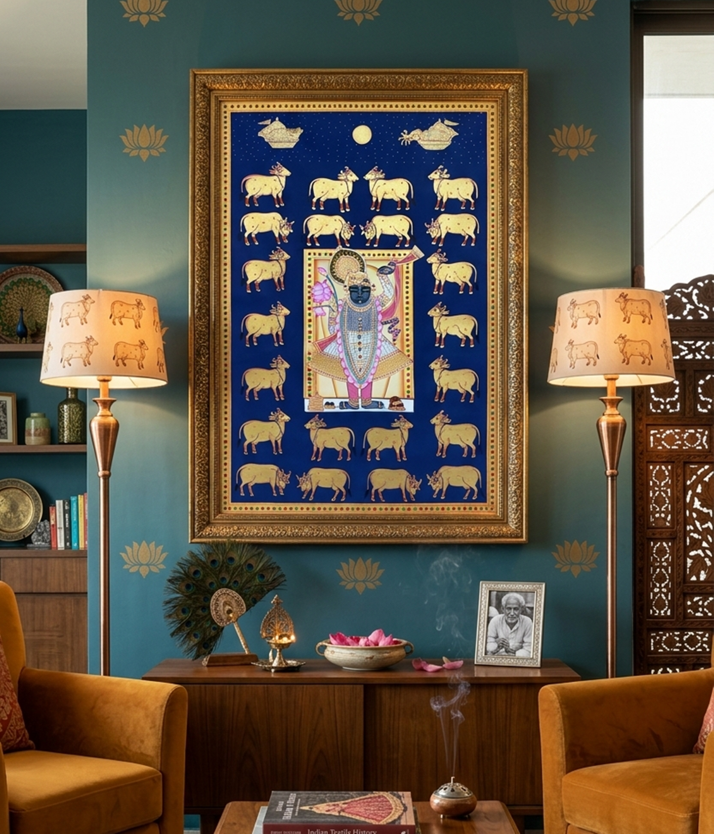 Shreenathji Wall Painting – Traditional Pichwai Nathdwara Art | Handmade Lord Krishna Artwork for Home & Temple Decor