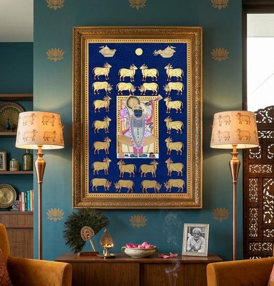 Shreenathji Wall Painting – Traditional Pichwai Nathdwara Art | Handmade Lord Krishna Artwork for Home & Temple Decor