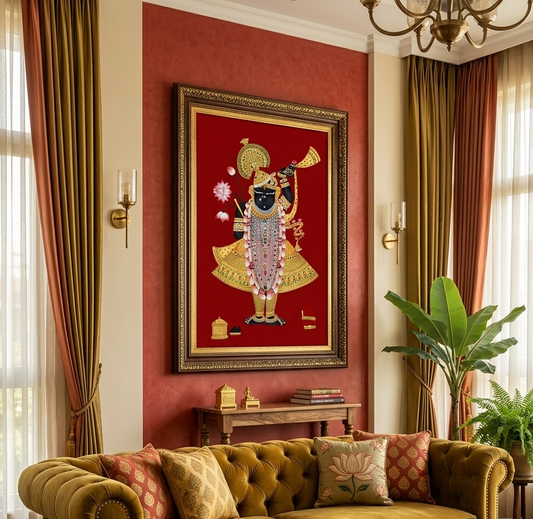 Shrinathji Painting – Handmade Pichwai Painting, Traditional Nathdwara Wall Art for Luxury Home Decor