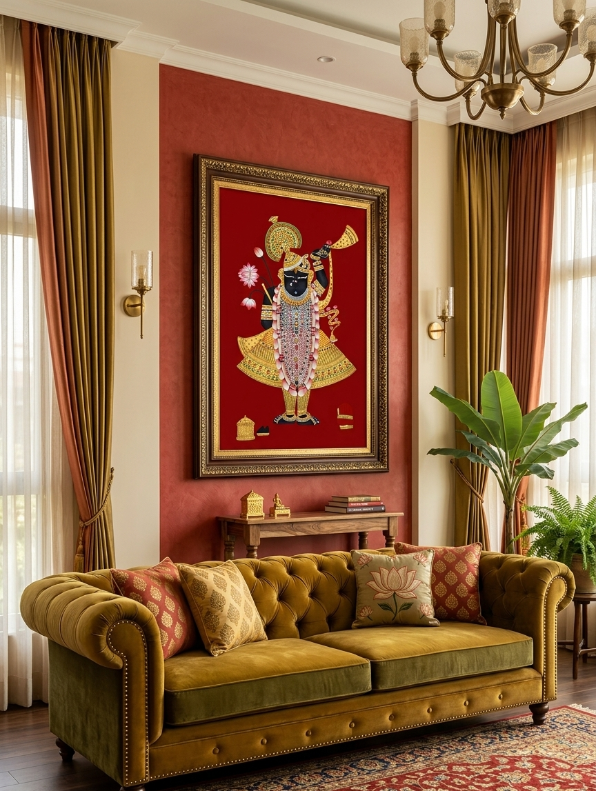 Shrinathji Painting – Handmade Pichwai Painting, Traditional Nathdwara Wall Art for Luxury Home Decor