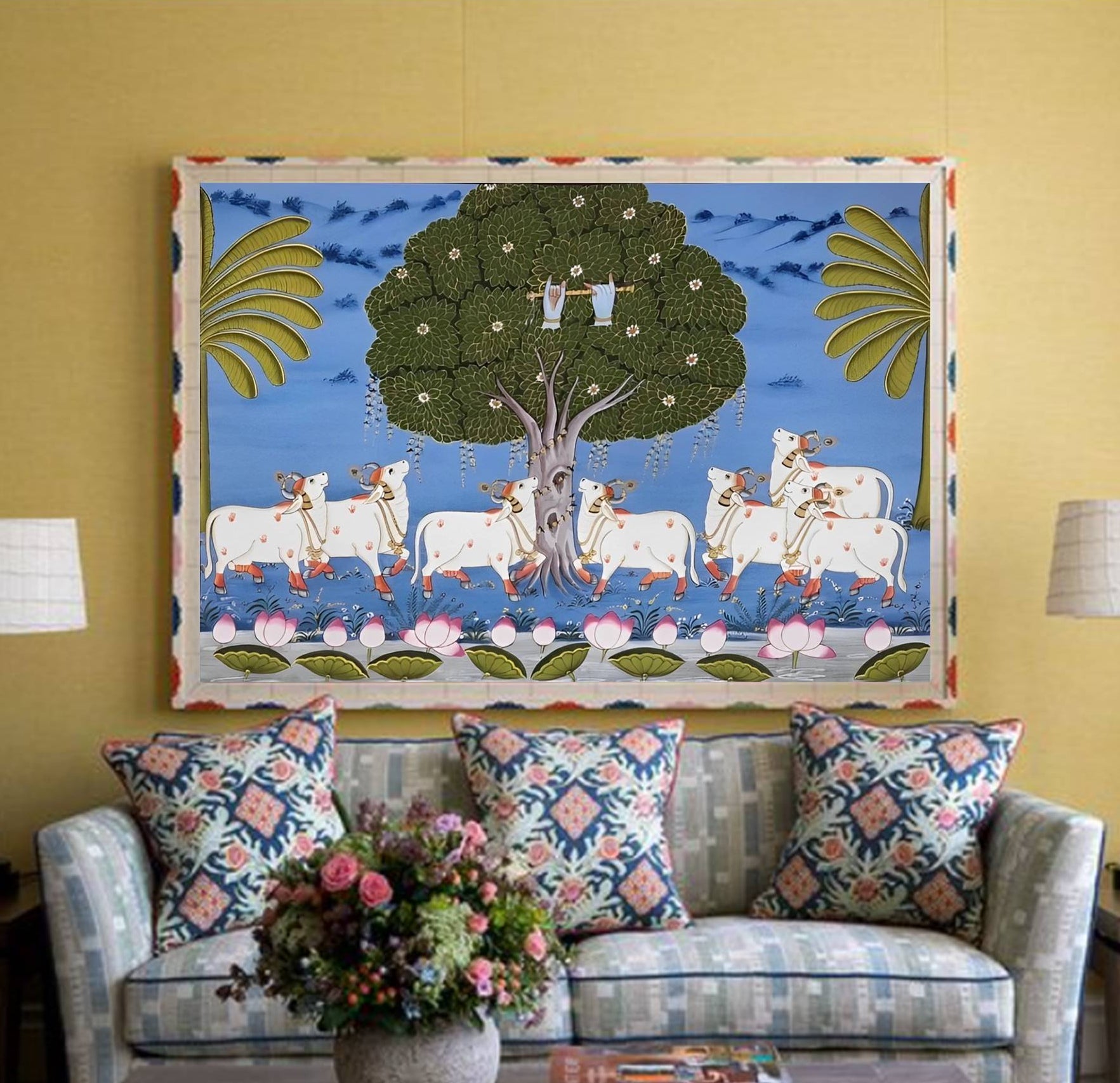 Sacred cows - Handmade Pichwai Painting - Jaipur Earth