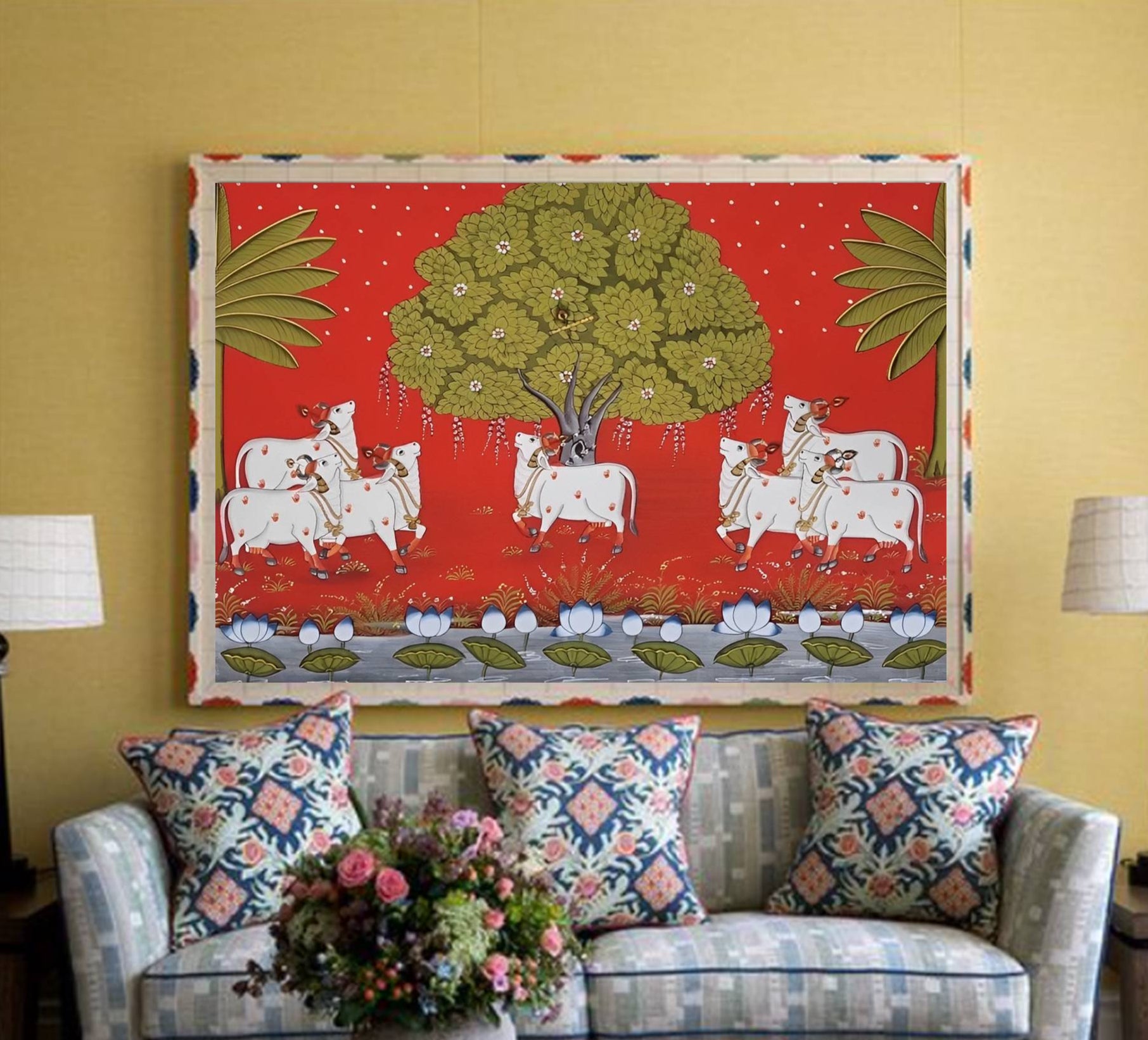 Sacred cows - Handmade Pichwai Painting - Jaipur Earth
